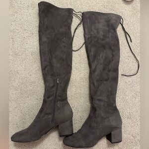 Grey Knee High Boots